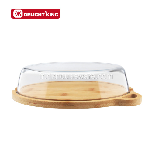 Plateau de cuisson en verre borosilicate avec couvercle en bambou respectueux de l&#39;environnement